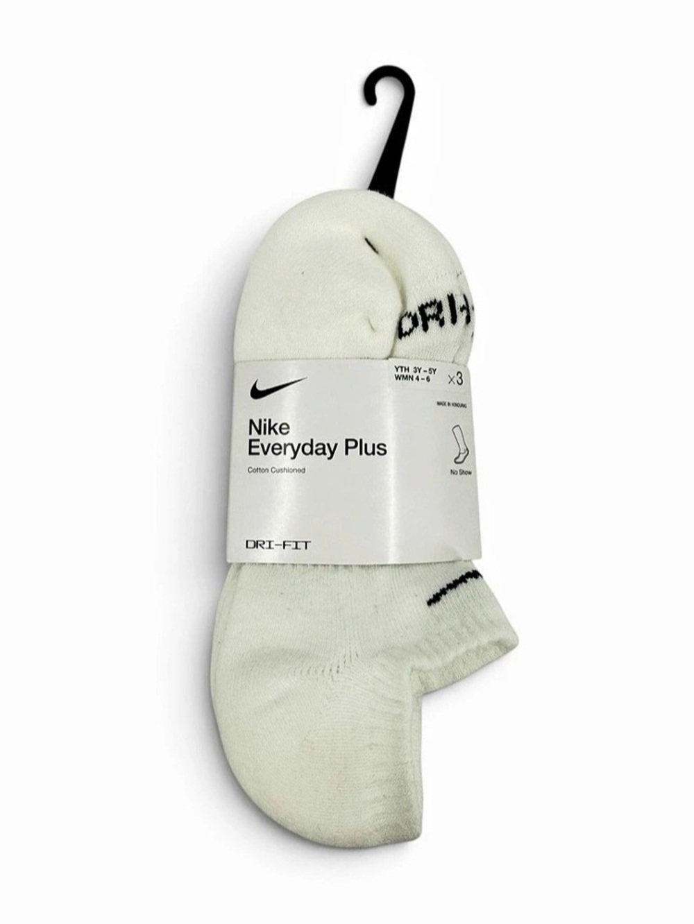 Nike White No Show Socks Everyday Plus Cotton Cushioned Pack of 3 Women's 4-6